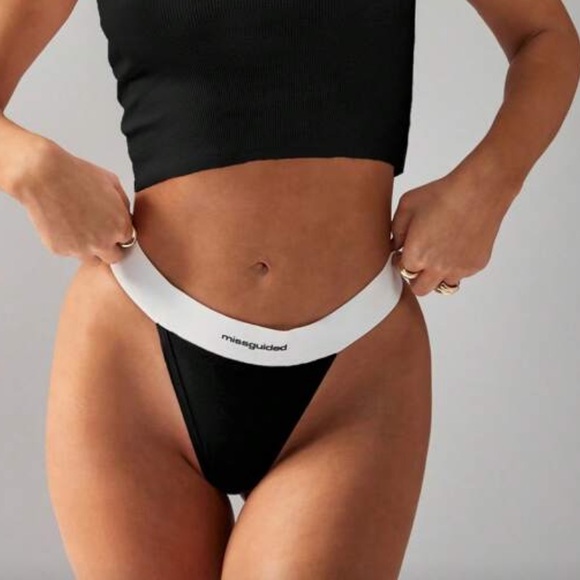 NWT MISSGUIDED Athletic Ribbed Seamless High Rise Brazilian Cut Thong - Picture 4 of 9